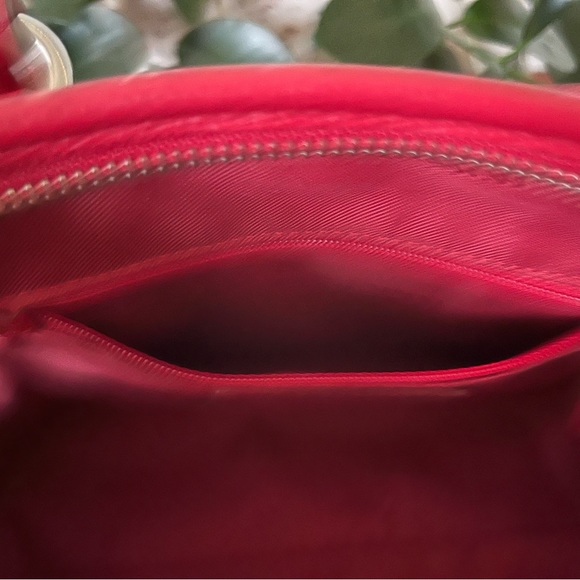 Coach Red Leather hand bag with detachable crossbody strap. Like new. - Picture 4 of 7